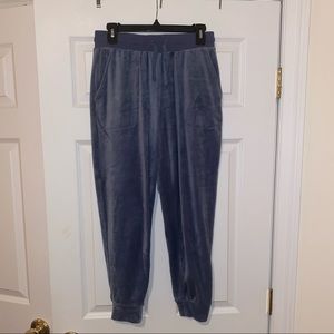 Donna Karan blue velour joggers purchased from Bloomingdales